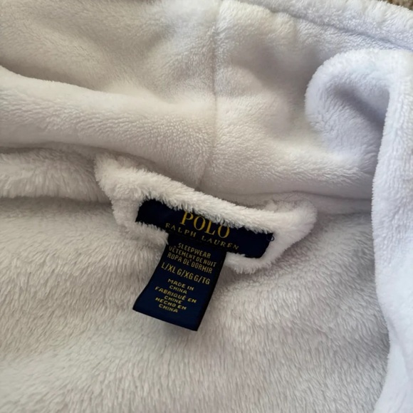 Polo Ralph Lauren Men's Sleepwear Soft Kimono Velour Robe White 
Size Large/XL - Picture 10 of 12